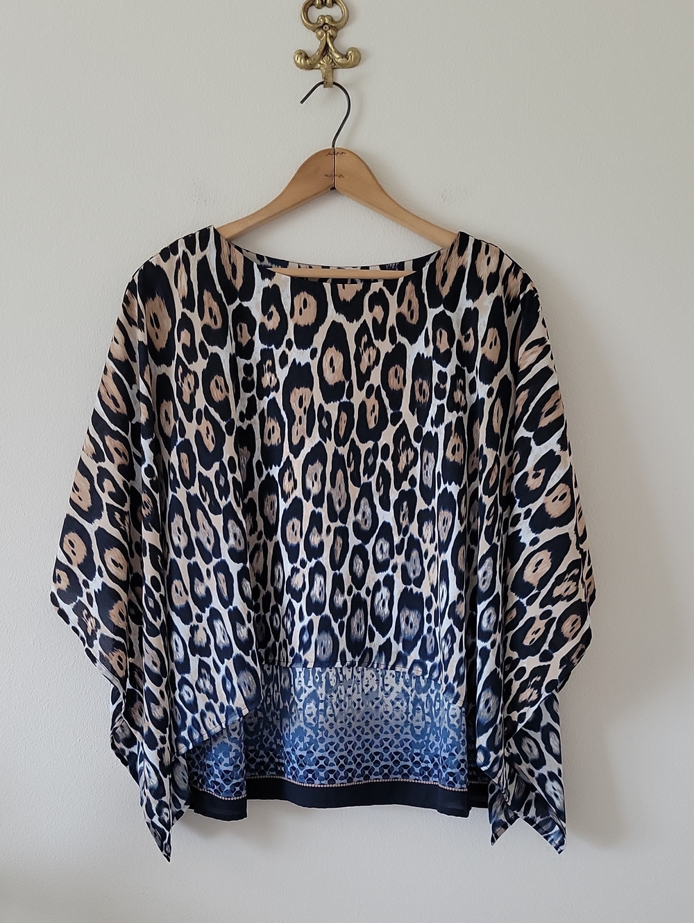 Chico's Travelers Ombre Animal Print Layered Poncho Topper Size Medium